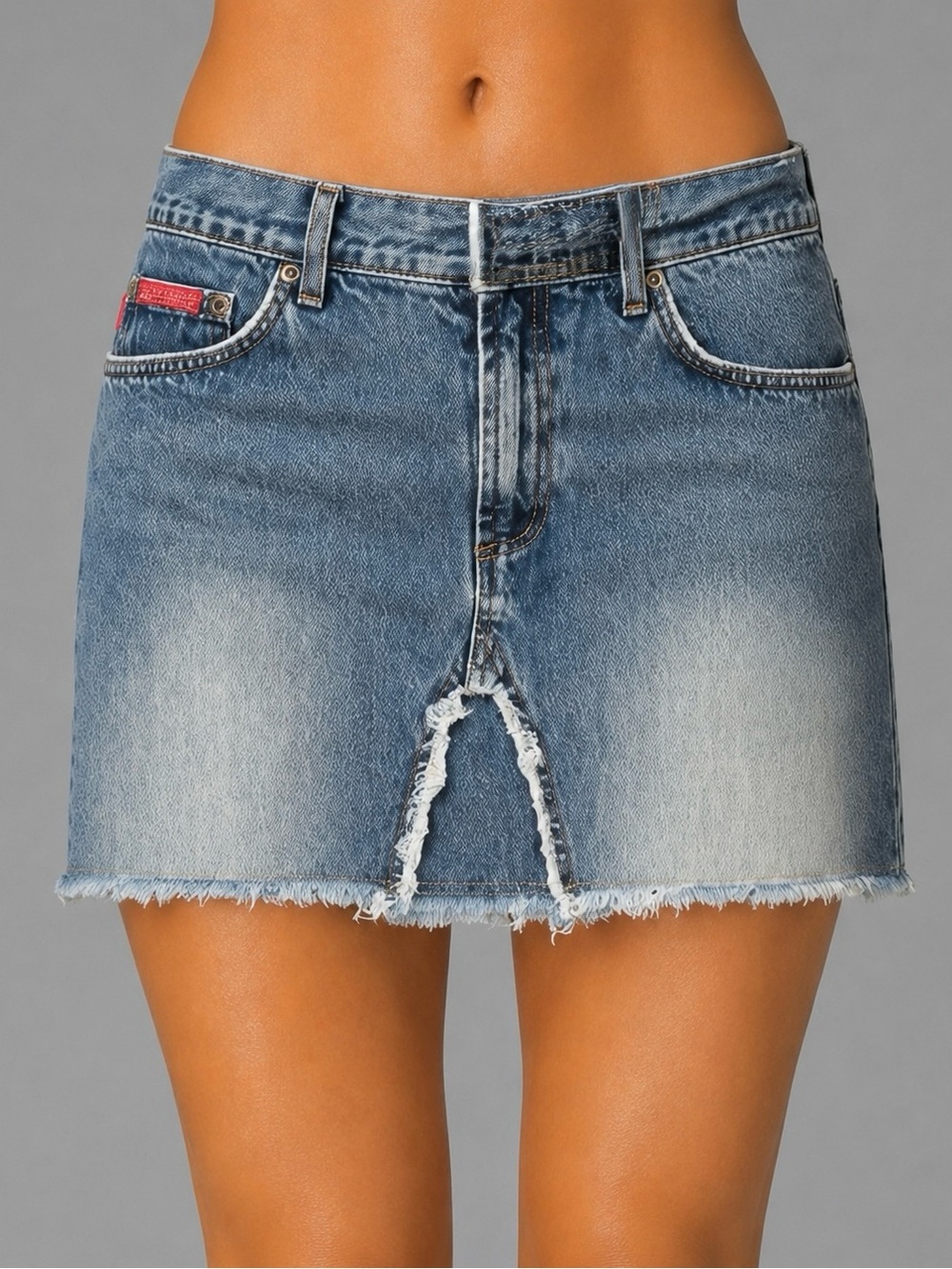 Vintage HOT KISS Juniors sz 11 JEAN - Factory Frayed Skirt